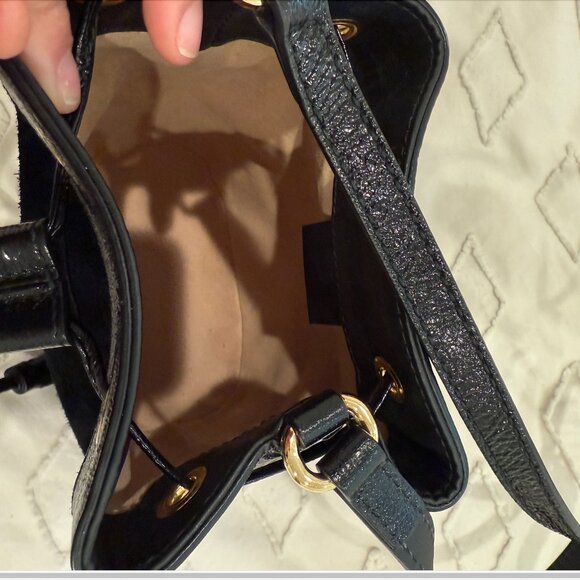 RARE Authentic Gucci Ophidia Suede Mini Bucket Bag in Black - Picture 2 of 4